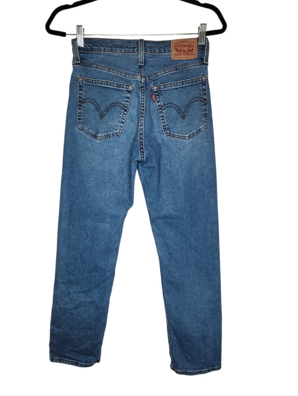 Levi's Wedgie Straight Jeans Button Fly Blue Size 27 - Picture 2 of 6